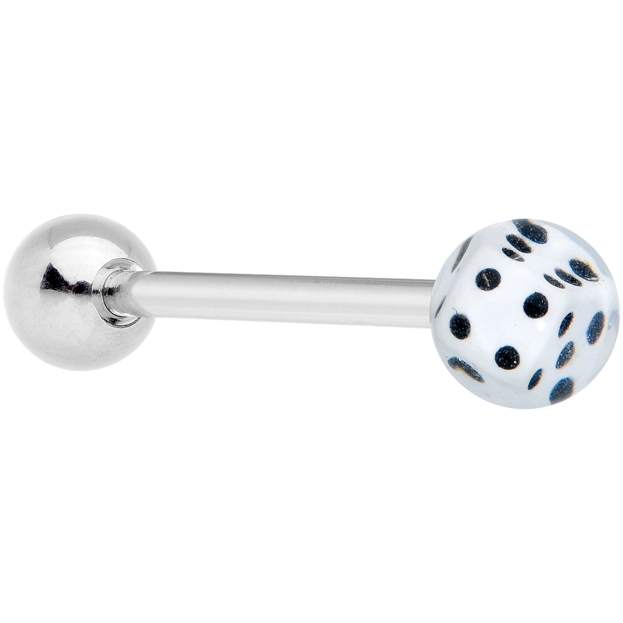 White Dice Barbell Tongue Ring