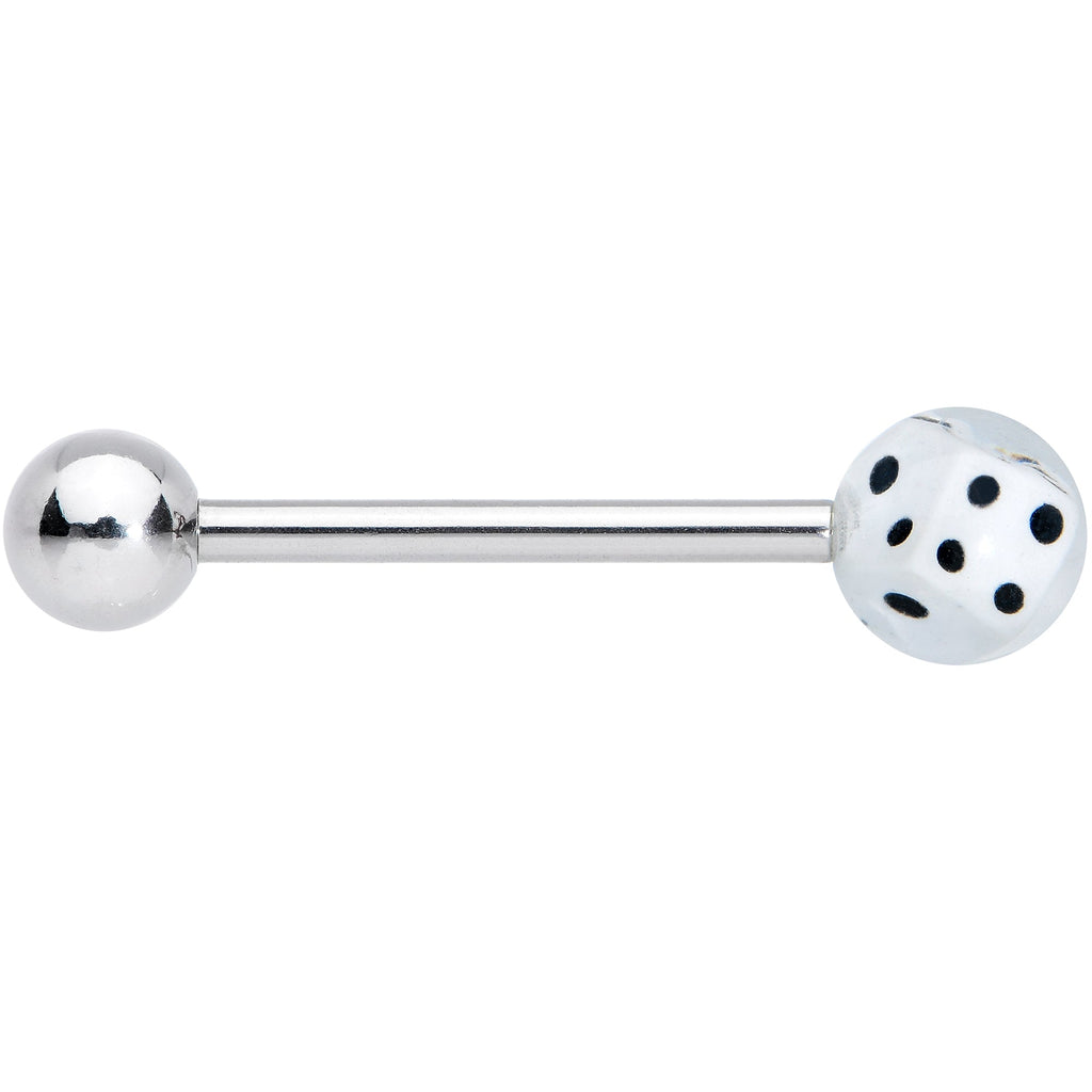 White Dice Barbell Tongue Ring