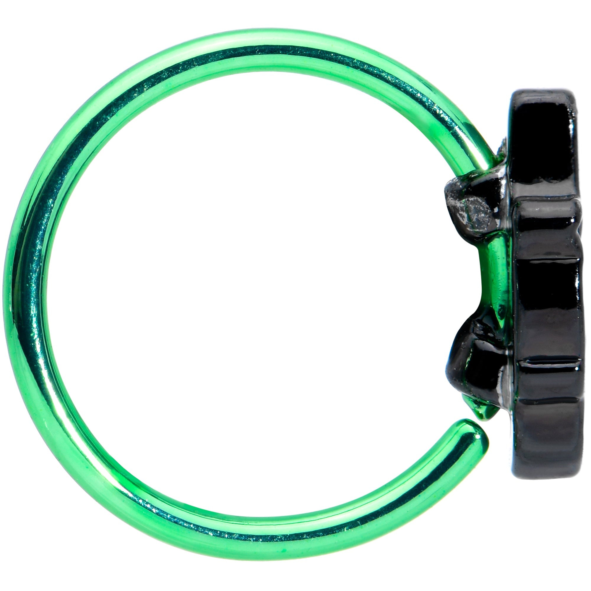 20G 5/16 Green Top Hat Skull Halloween Nose Hoop