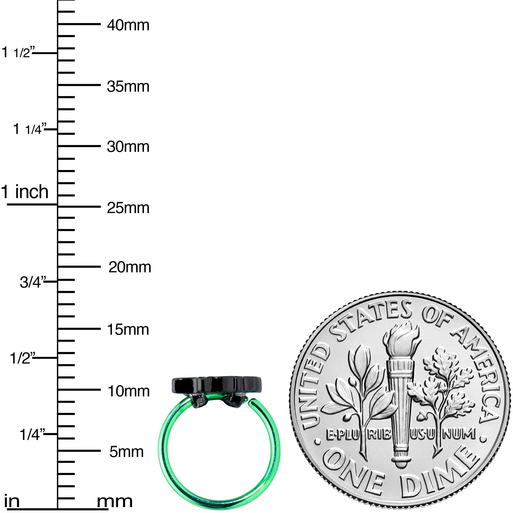20G 5/16 Green Top Hat Skull Halloween Nose Hoop