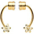 Flower Ends Gold Tone Non Pierced Magnetic Clip On Fake Septum Ring