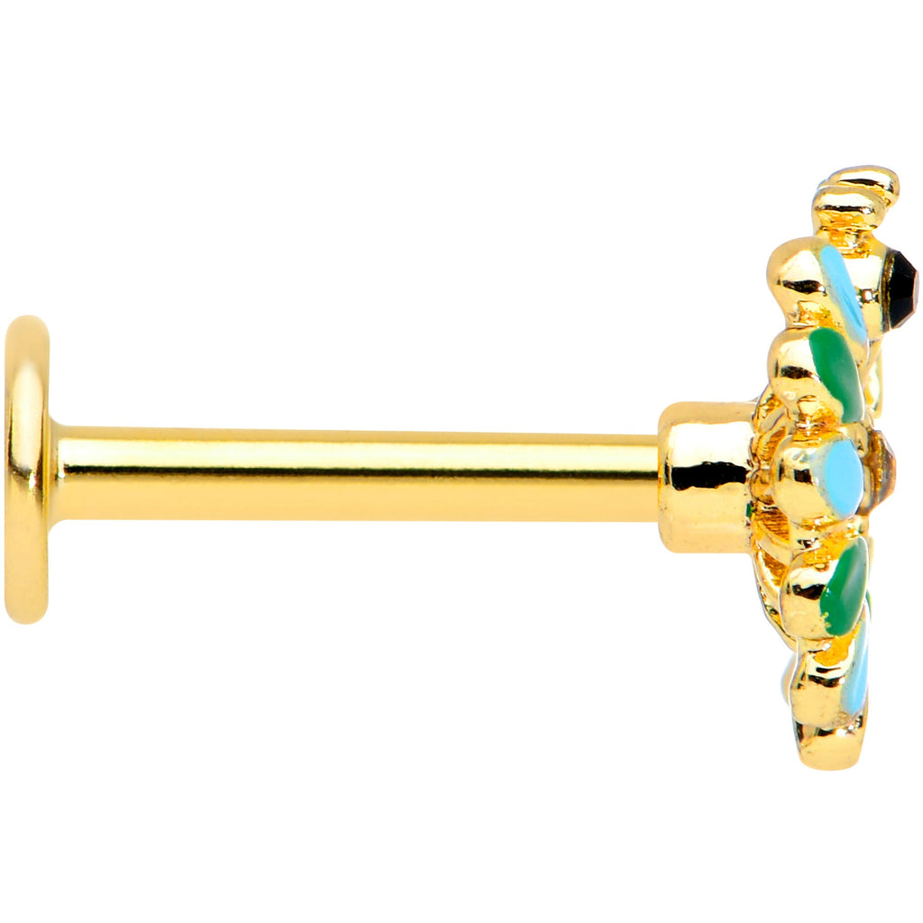 16G 5/16 Clear Black Gem Gold Tone Pretty Peacock Labret Tragus