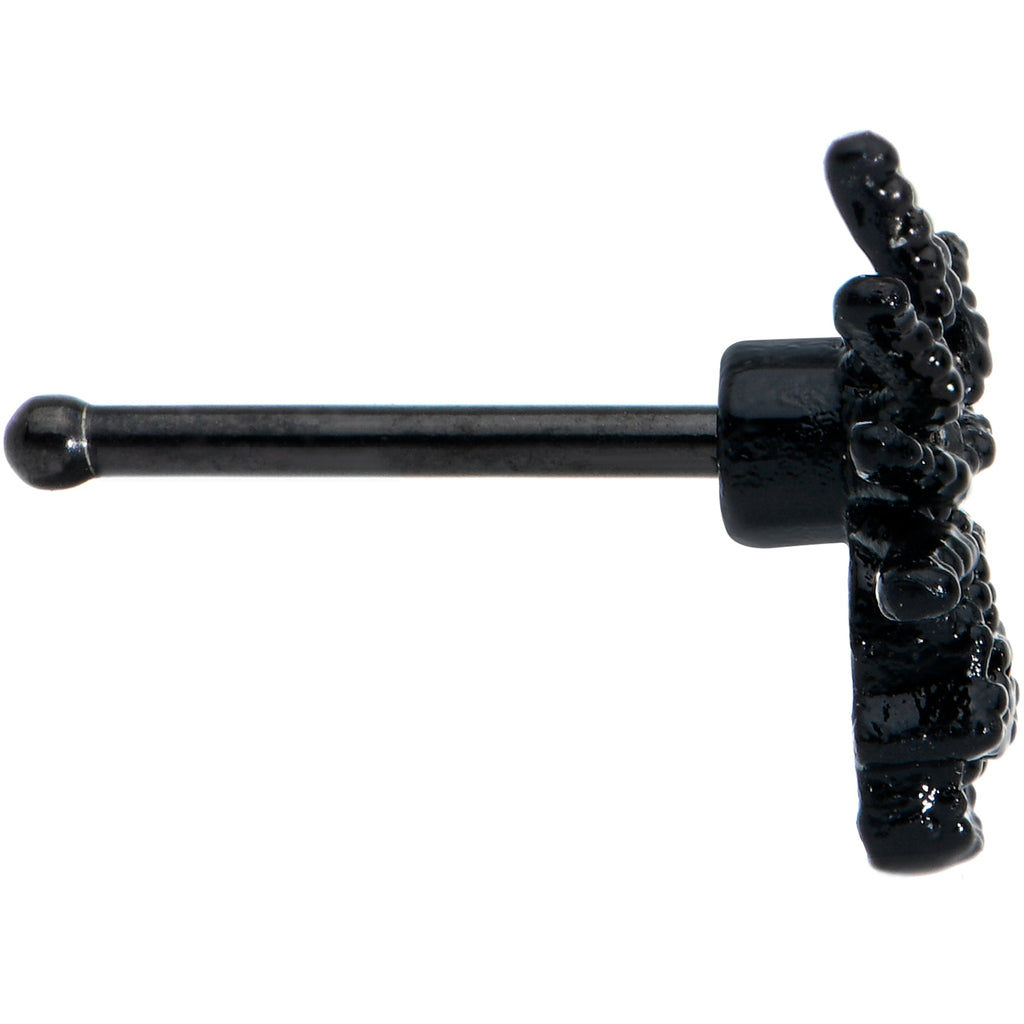 20G 1/4 Clear Gem Black Spider Halloween Nose Bone
