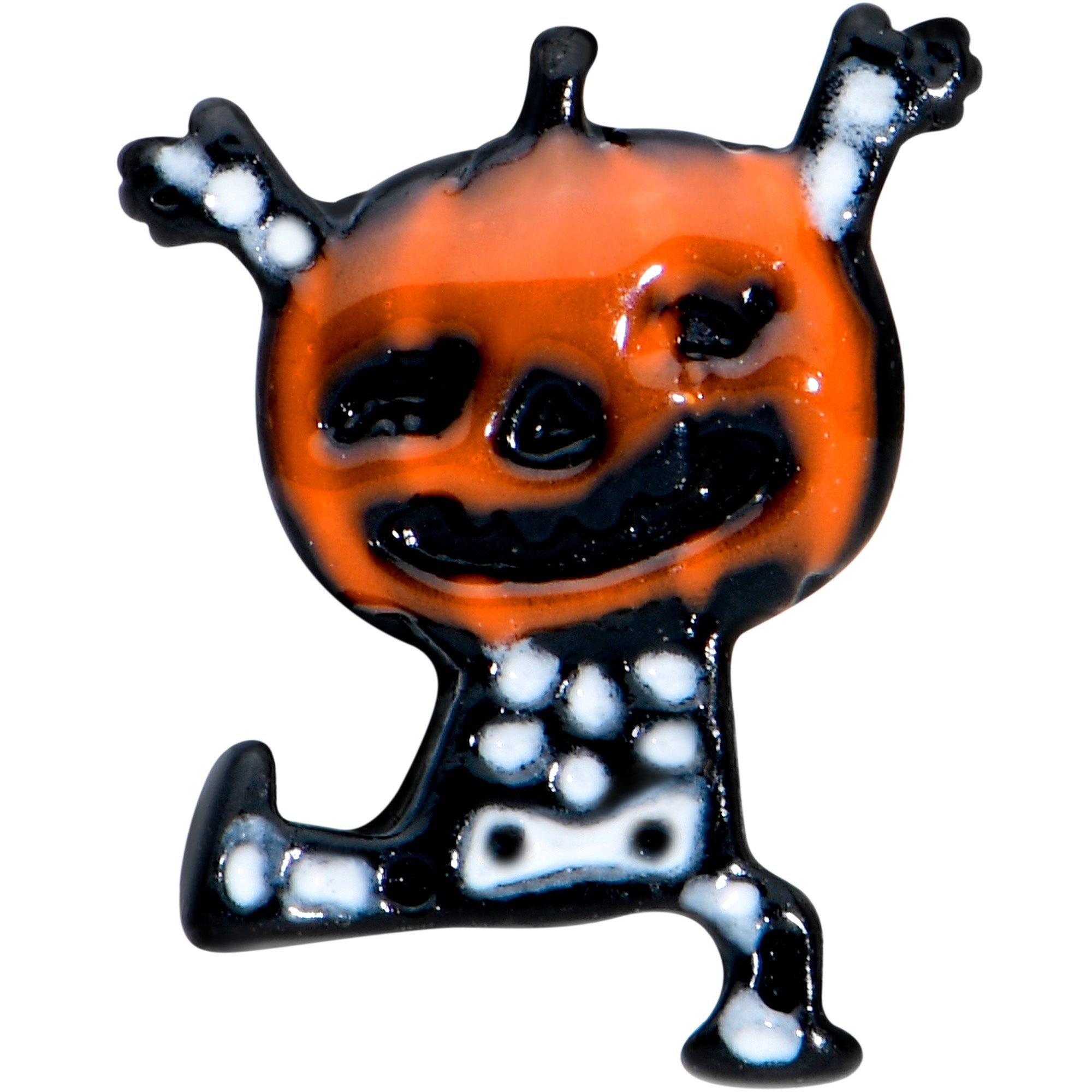 16G 1/4 Black Dancing Skeleton Pumpkin Halloween Cartilage Tragus