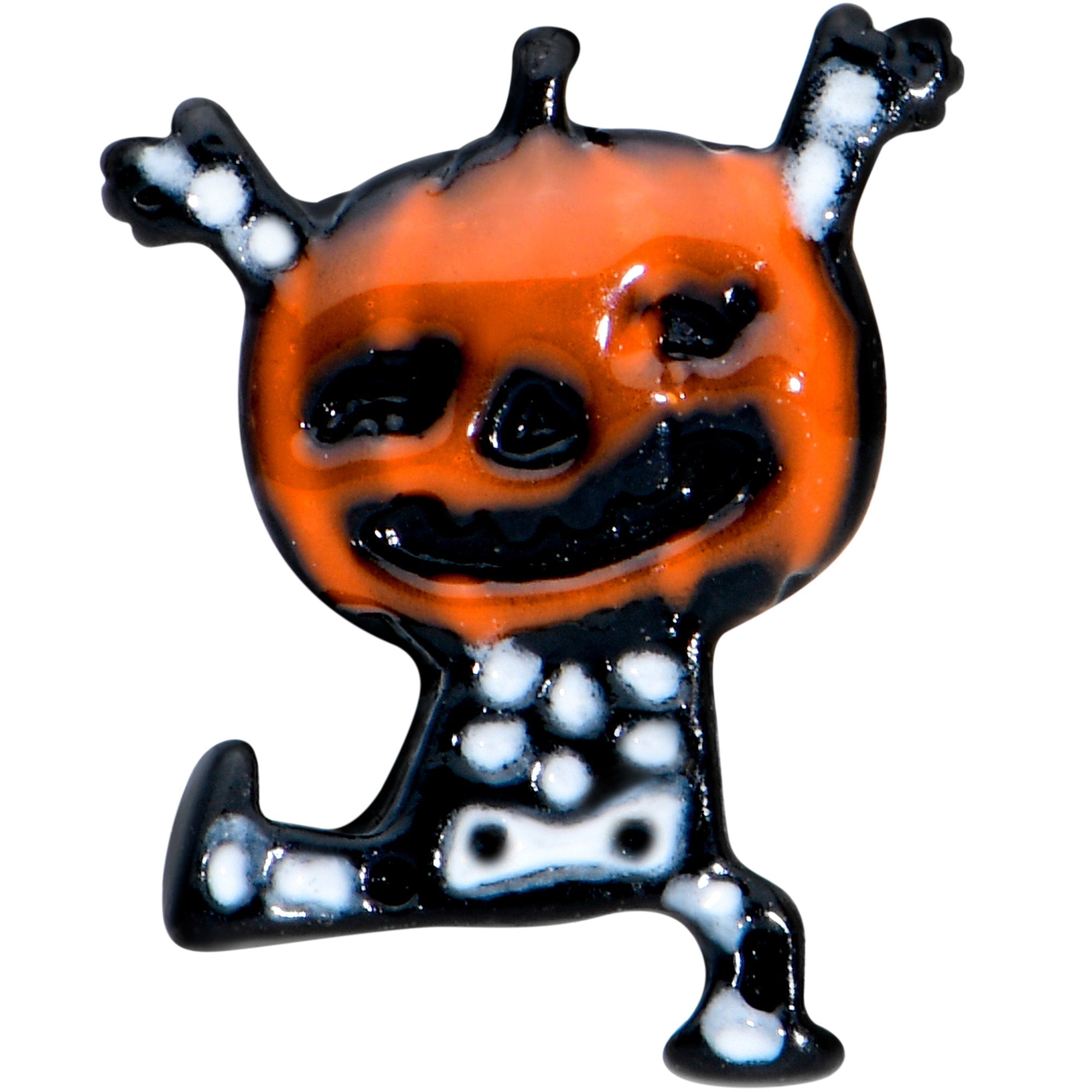 16G 5/16 Black Dancing Skeleton Pumpkin Halloween Labret Tragus