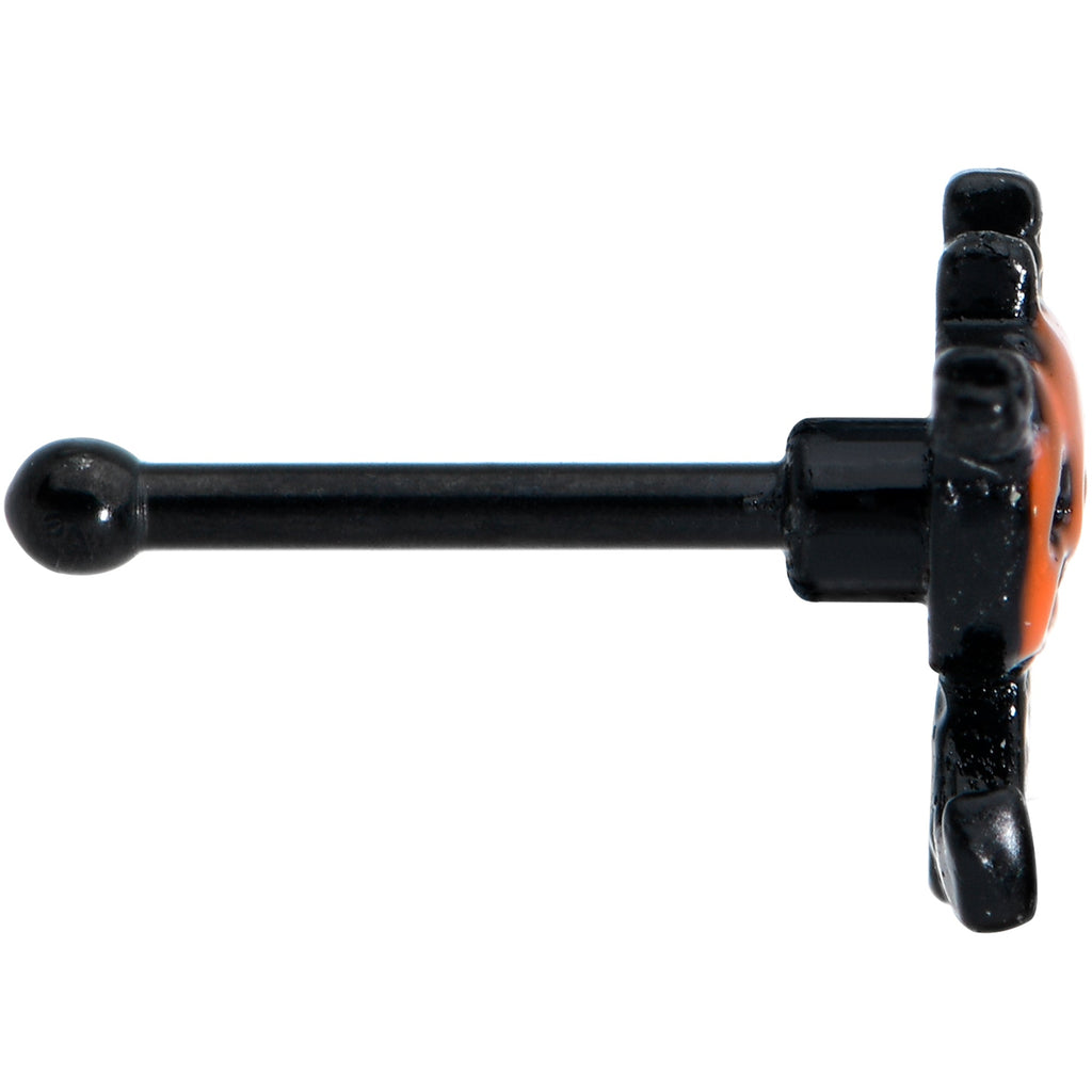 20G 1/4 Black Dancing Skeleton Pumpkin Halloween Nose Bone
