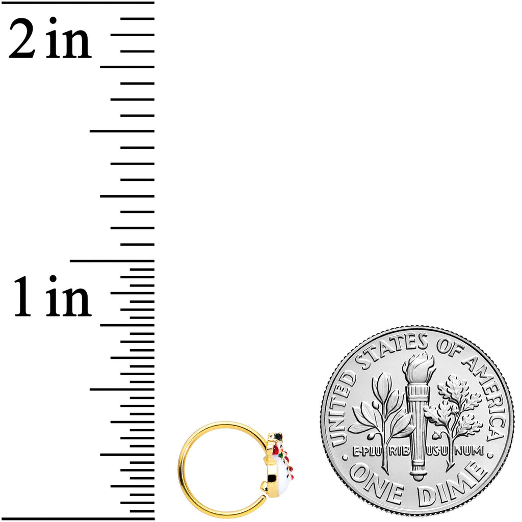 20G 5/16 Gold Tone Waving Snowman Christmas Nose Hoop