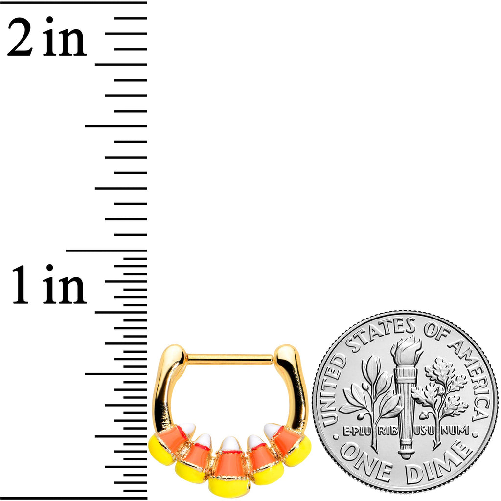 16G 5/16 Gold Tone Candy Corn Halloween Cartilage Clicker