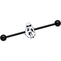 14G Black Hipster Ghost Halloween Industrial Barbell 38mm