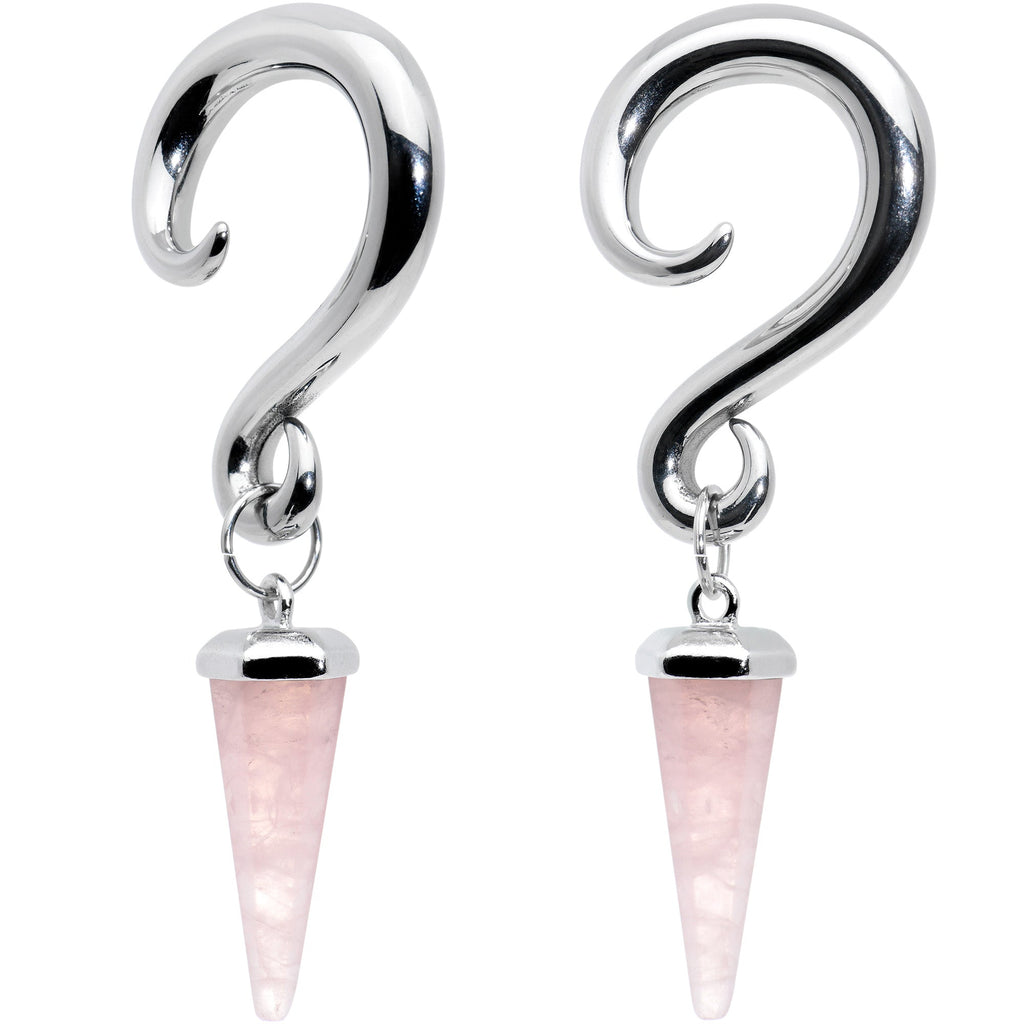 4G Pink Stone Point Spiral Taper Ear Weights