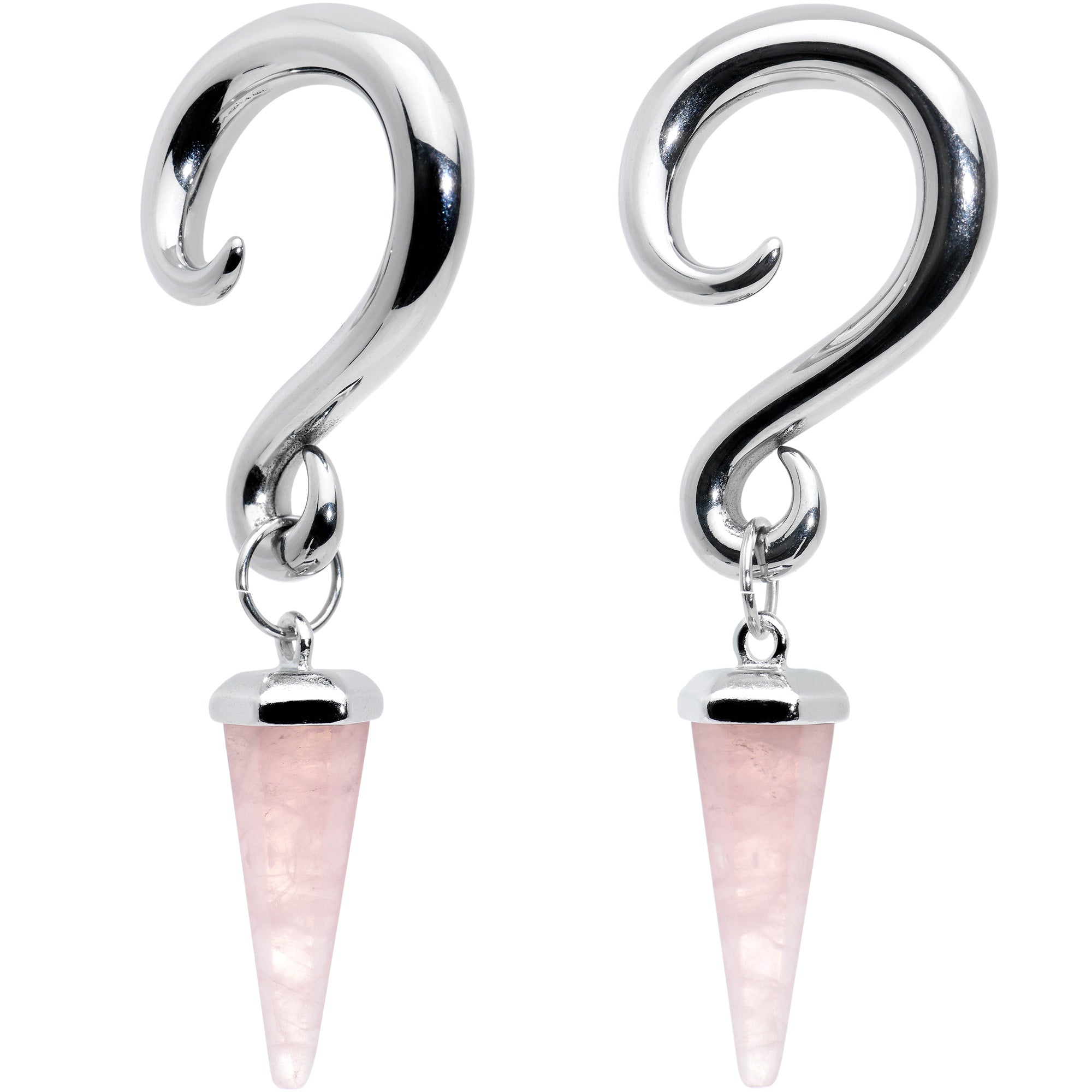 4G Pink Stone Point Spiral Taper Ear Weights