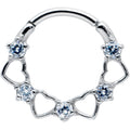 16G 3/8 Clear CZ Gem Open Heart Valentines Cartilage Clicker