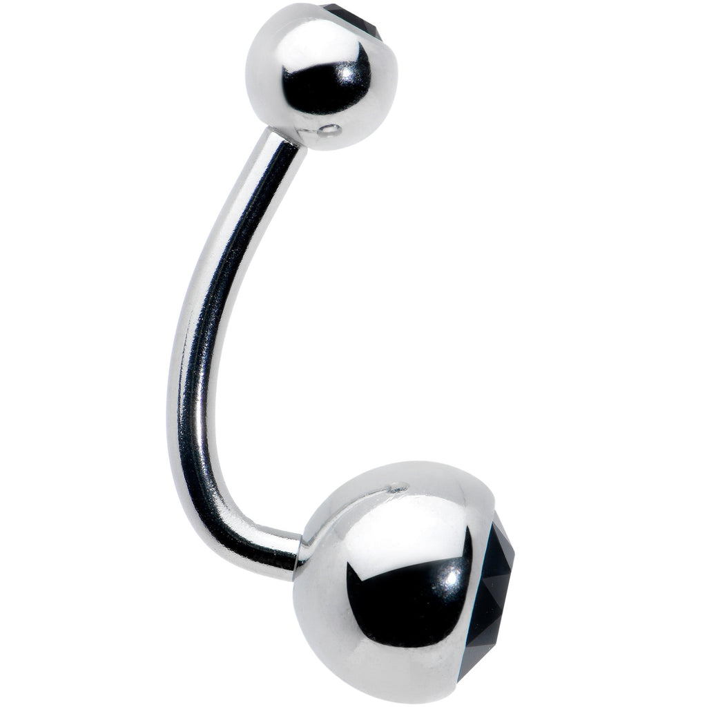 Black Gem J Curve Belly Ring