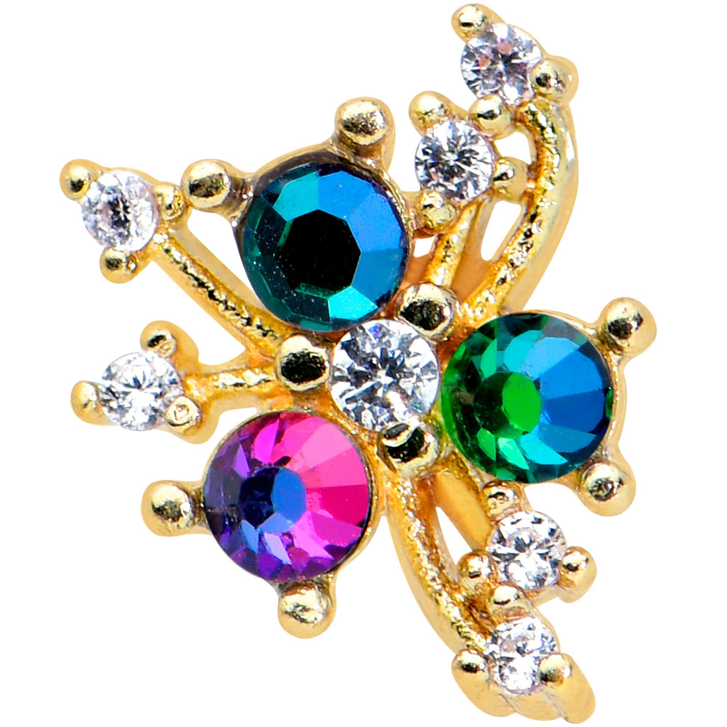 16G 1/4 Purple Tourmaline Gold Tone Spray Cartilage Tragus