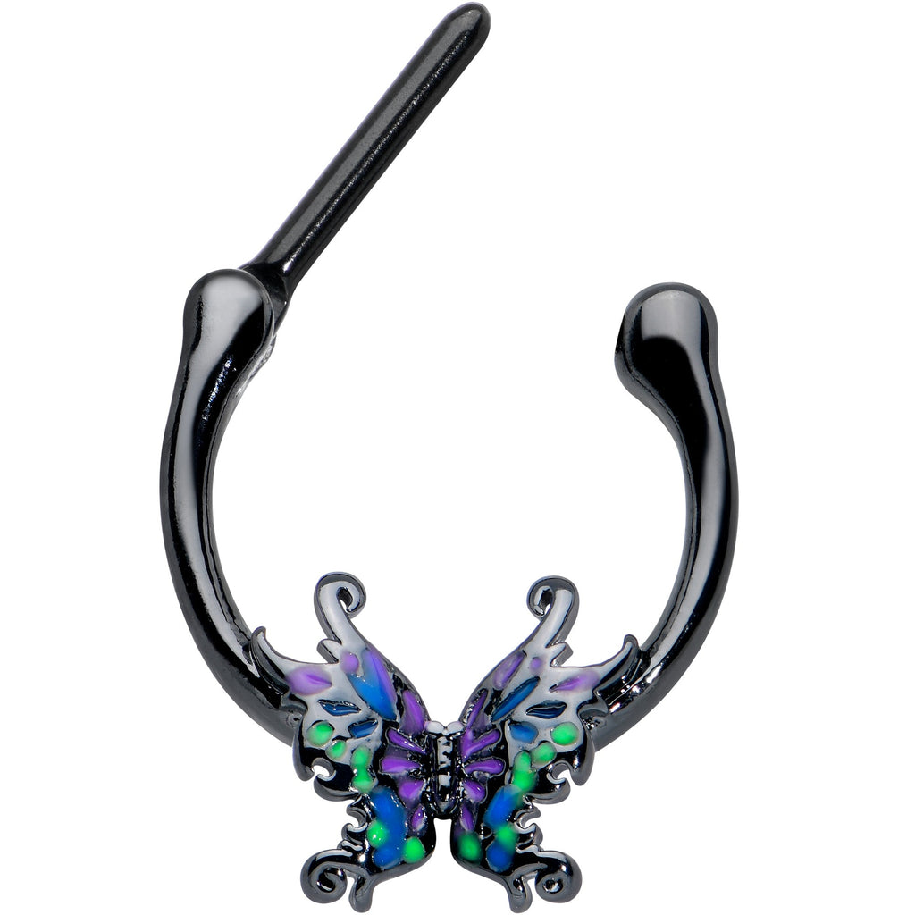16G 5/16 Black Fantasy Faerie Wings Cartilage Clicker
