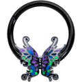 16G 3/8 Black Fantasy Faerie Wings Hinged Segment Ring