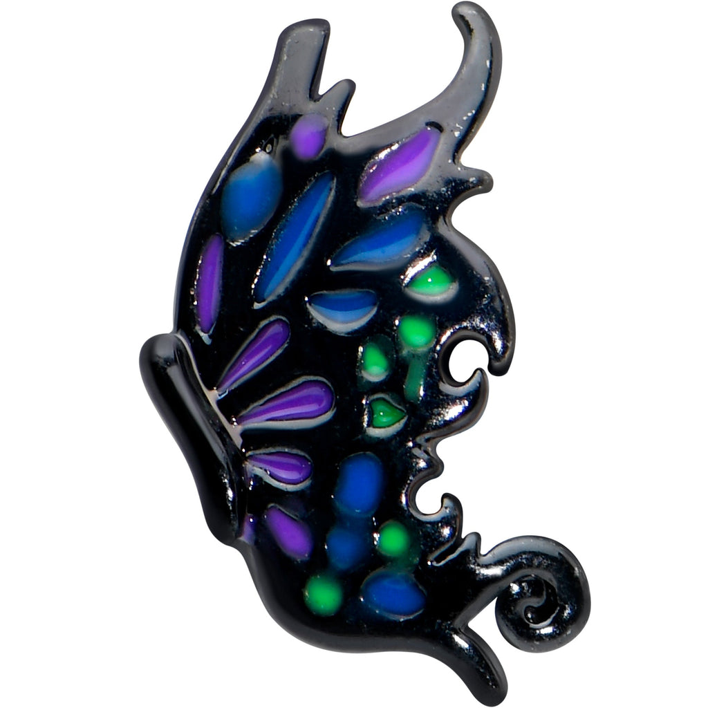 16G 1/4 Black Purple Wings Butterfly Cartilage Tragus Earring