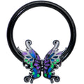 16G 3/8 Black Fantasy Faerie Wings BCR Captive Ring