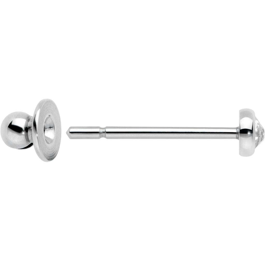 3mm Clear Gem Bezel G23 Titanium Post Stud Earrings