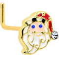 20G 7mm Clear Gem Gold Tone Santa Christmas L Shape Nose Ring
