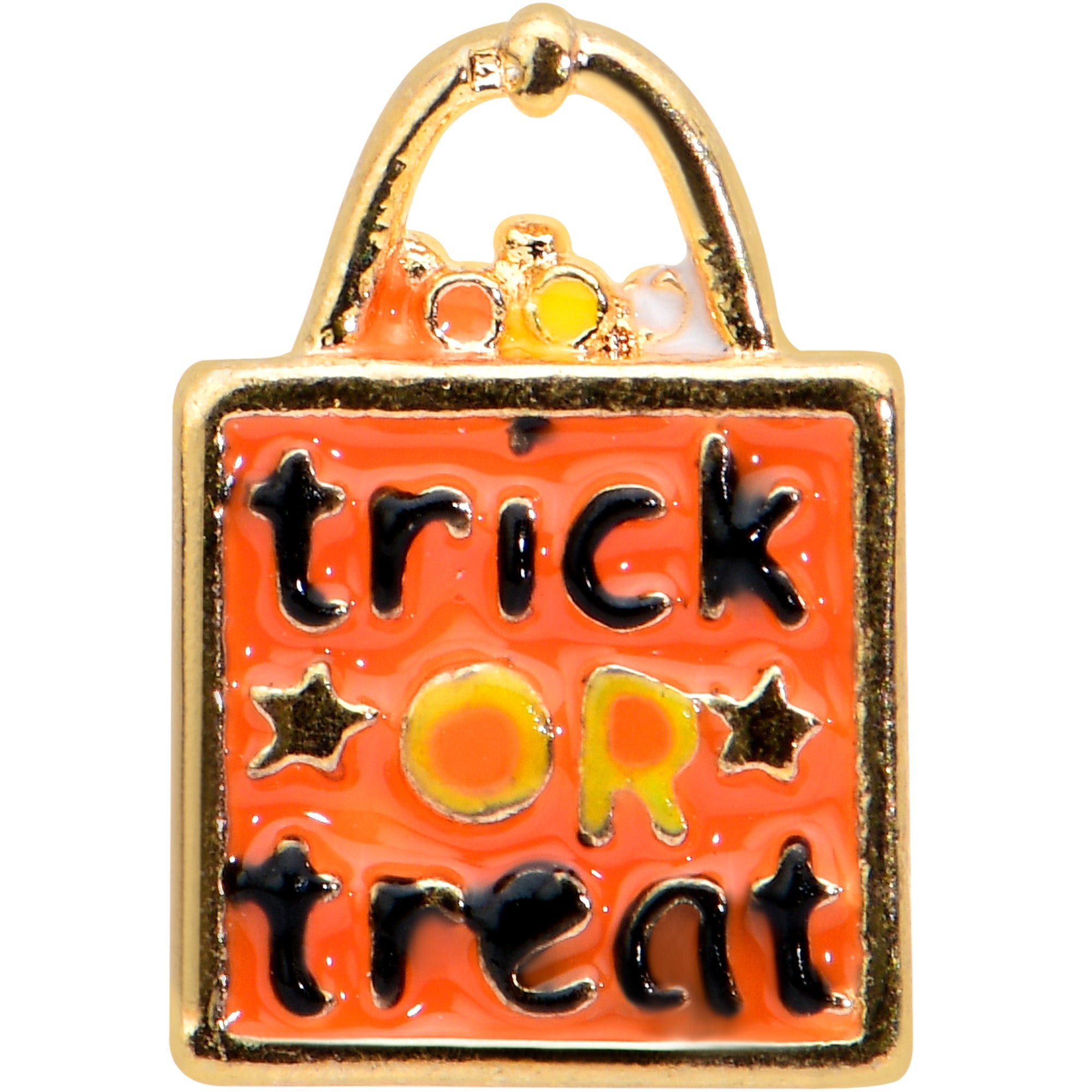 16G 1/4 Gold Tone Trick or Treat Halloween Cartilage Tragus