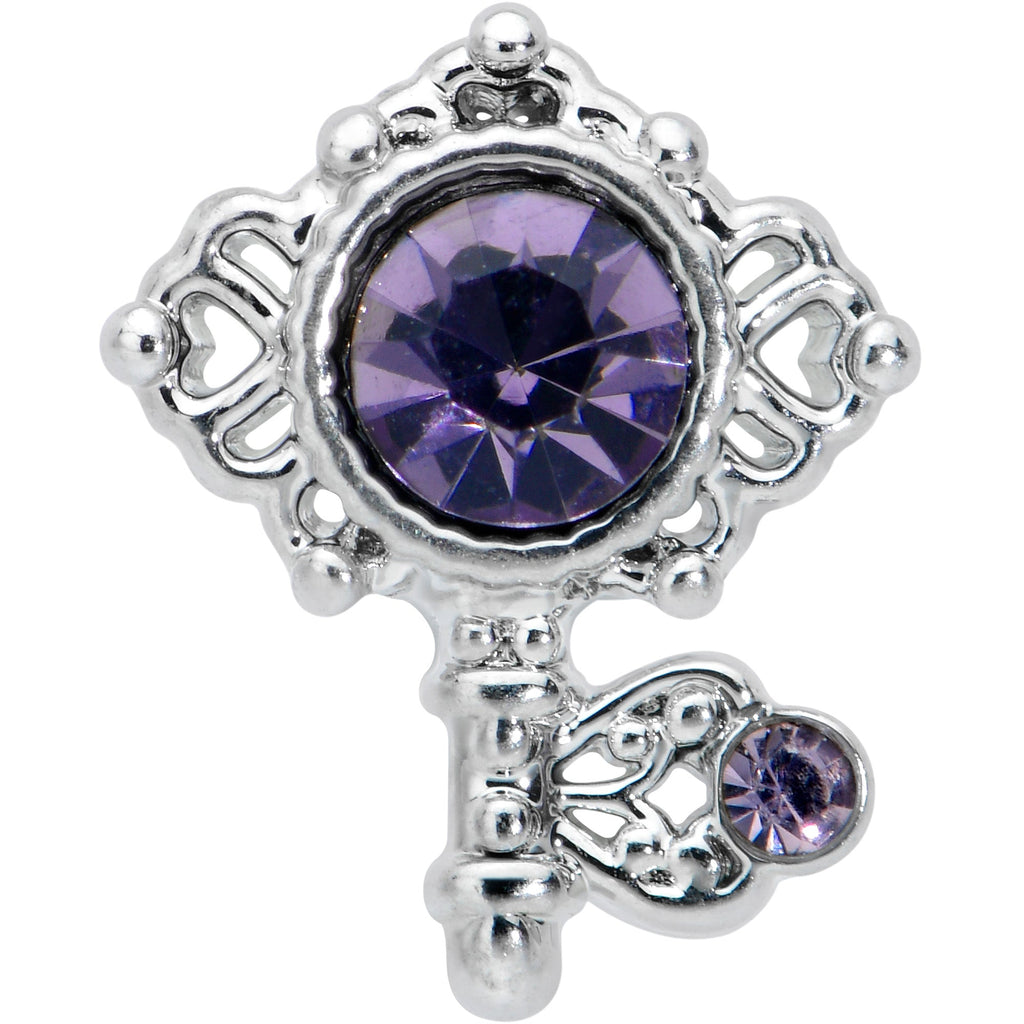 16G 1/4 Purple Gem Unlock My Heart Key Labret Monroe Tragus
