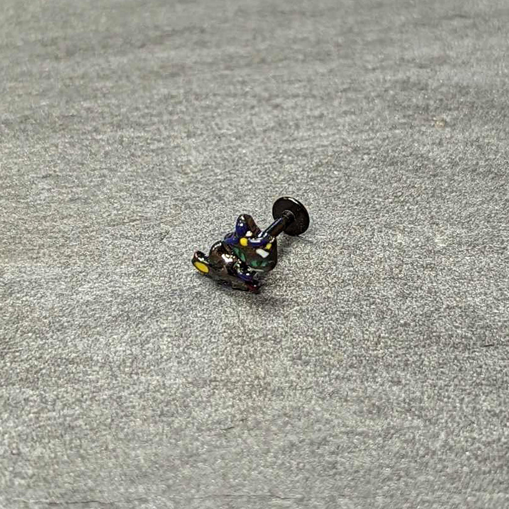 16G 1/4 Black Witch Cat Halloween Labret Monroe Tragus