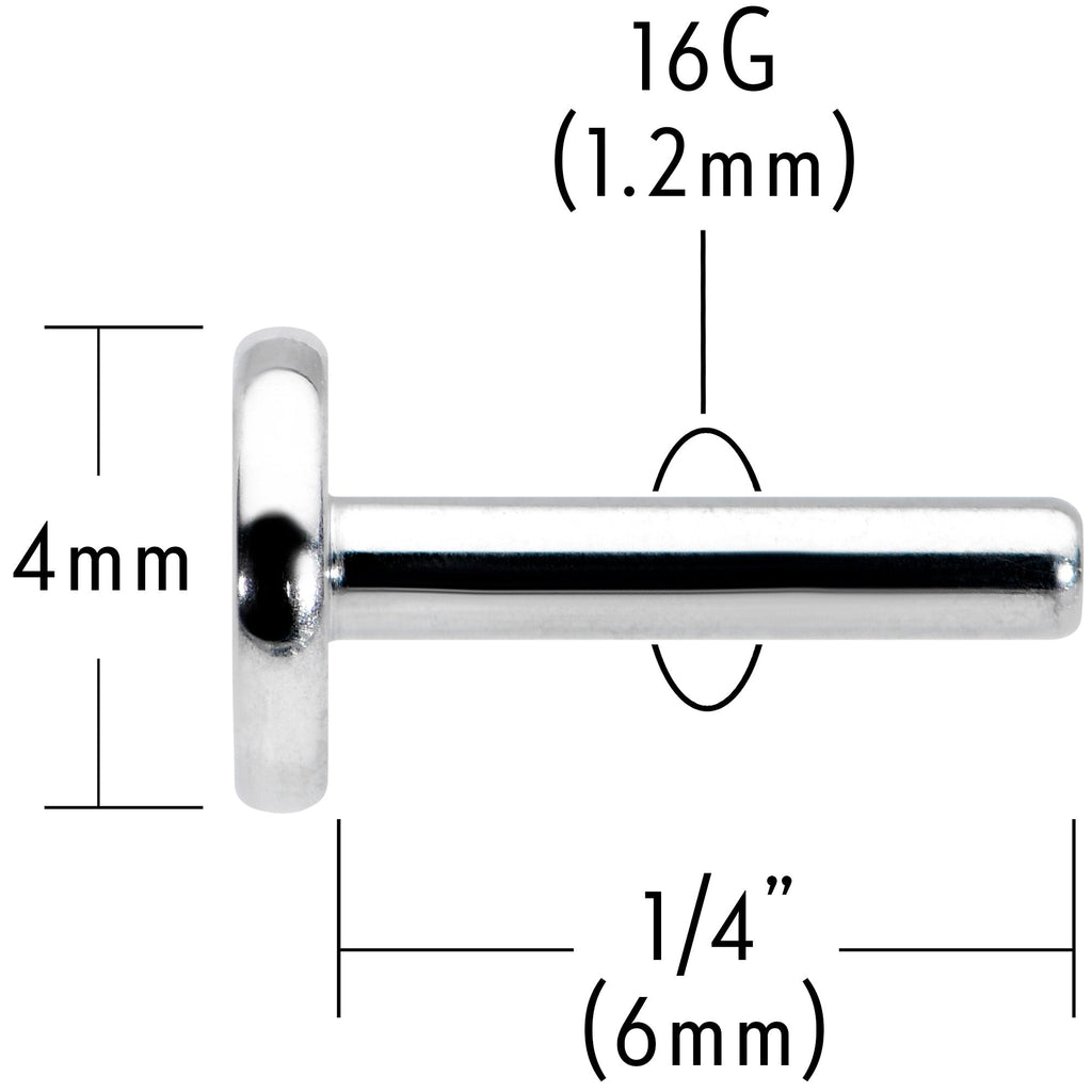 16G 1/4 G23 Titanium Threadless Post Only Labret Tragus