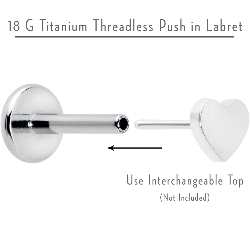 18G 1/4 G23 Titanium Threadless Post Only Labret Tragus