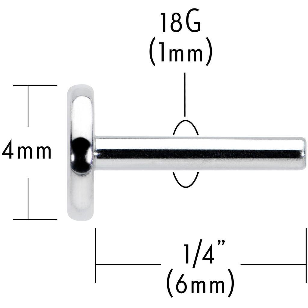 18G 1/4 G23 Titanium Threadless Post Only Labret Tragus