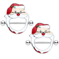14G 5/8 Festive Red Nosed Santa Claus Christmas Nipple Shield Set