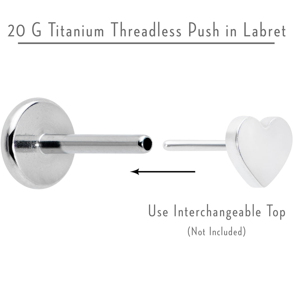 20G 1/4 G23 Titanium Threadless Post Only Labret Tragus Nose