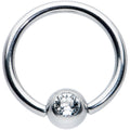 14G 1/2 Clear Gem BCR Captive Bead Ring