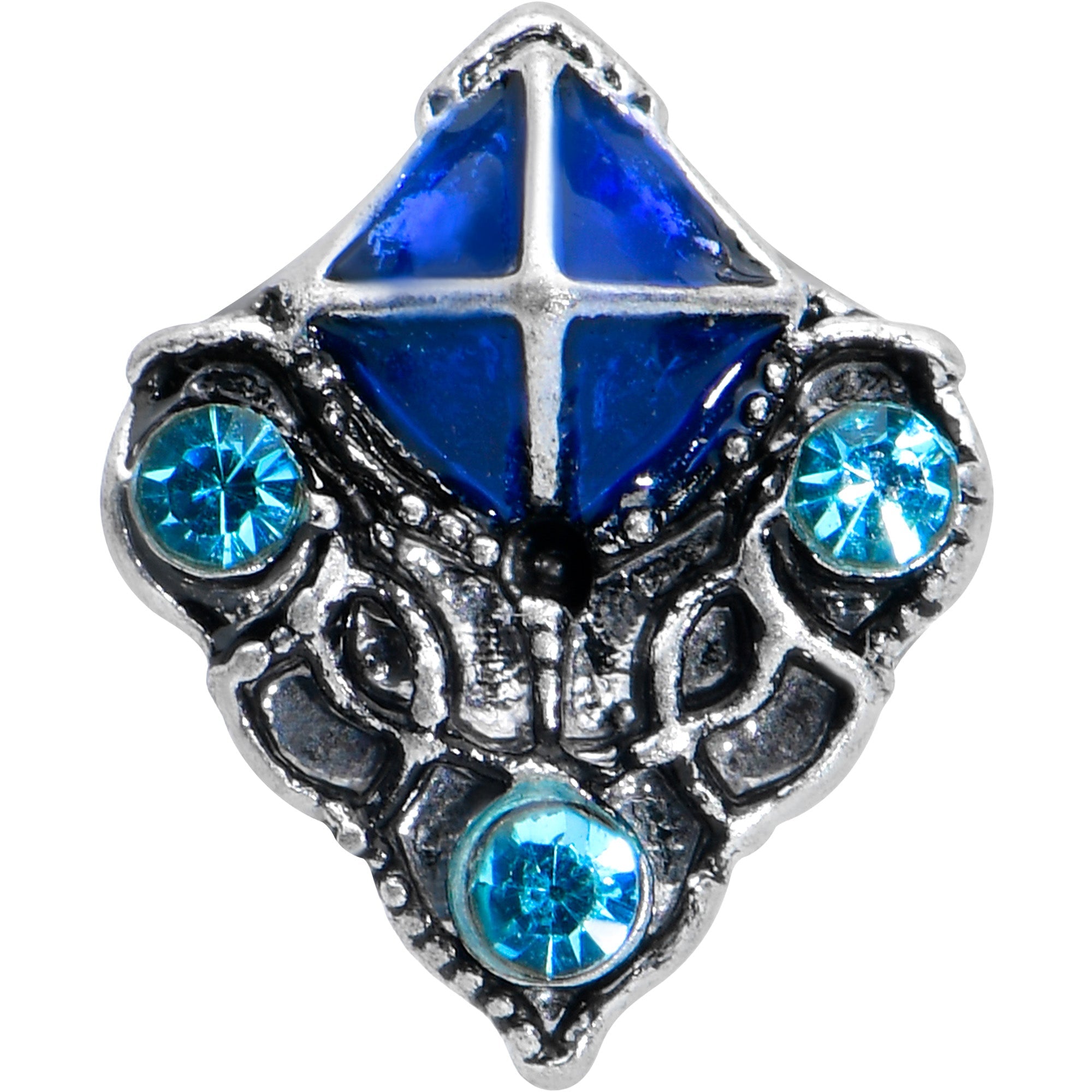 16G 1/4 Blue Gem Rococo Blue Cartilage Tragus Earring