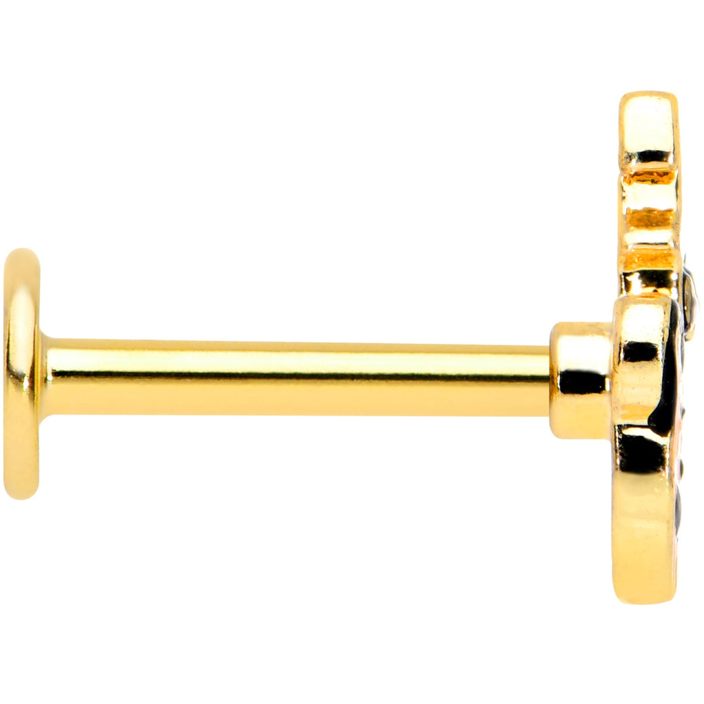 16G 5/16 Gold Tone Pumpkin Black Cat Halloween Labret Tragus