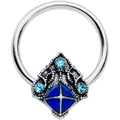 16G 3/8 Blue Gem Rococo Blue BCR Captive Ring