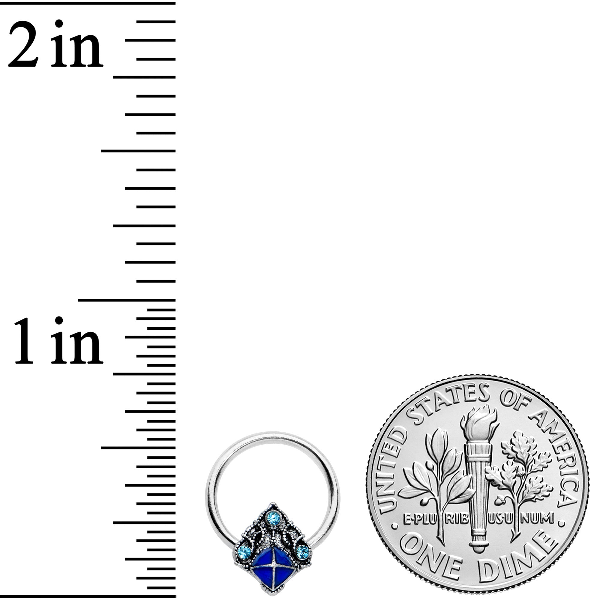 16G 3/8 Blue Gem Rococo Blue BCR Captive Ring