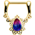 16G 5/16 Purple Tourmaline Gold Tone Lacy Cartilage Clicker
