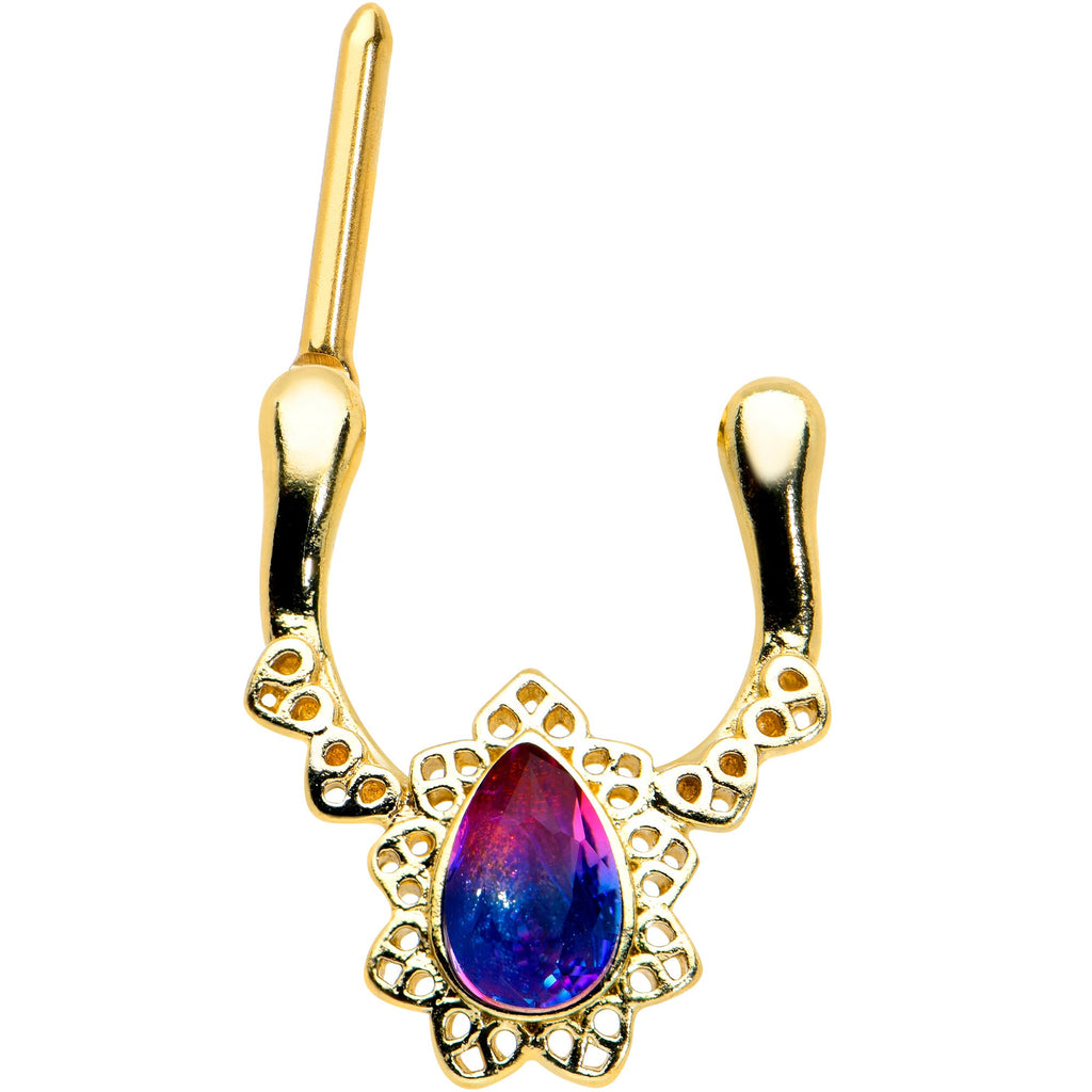 16G 5/16 Purple Tourmaline Gold Tone Lacy Cartilage Clicker