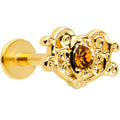 16G 5/16 Yellow Gem Gold Tone Duet Scroll Labret Monroe Tragus