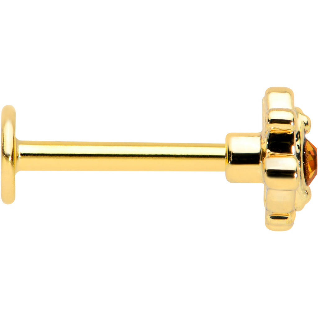 16G 5/16 Yellow Gem Gold Tone Duet Scroll Labret Monroe Tragus