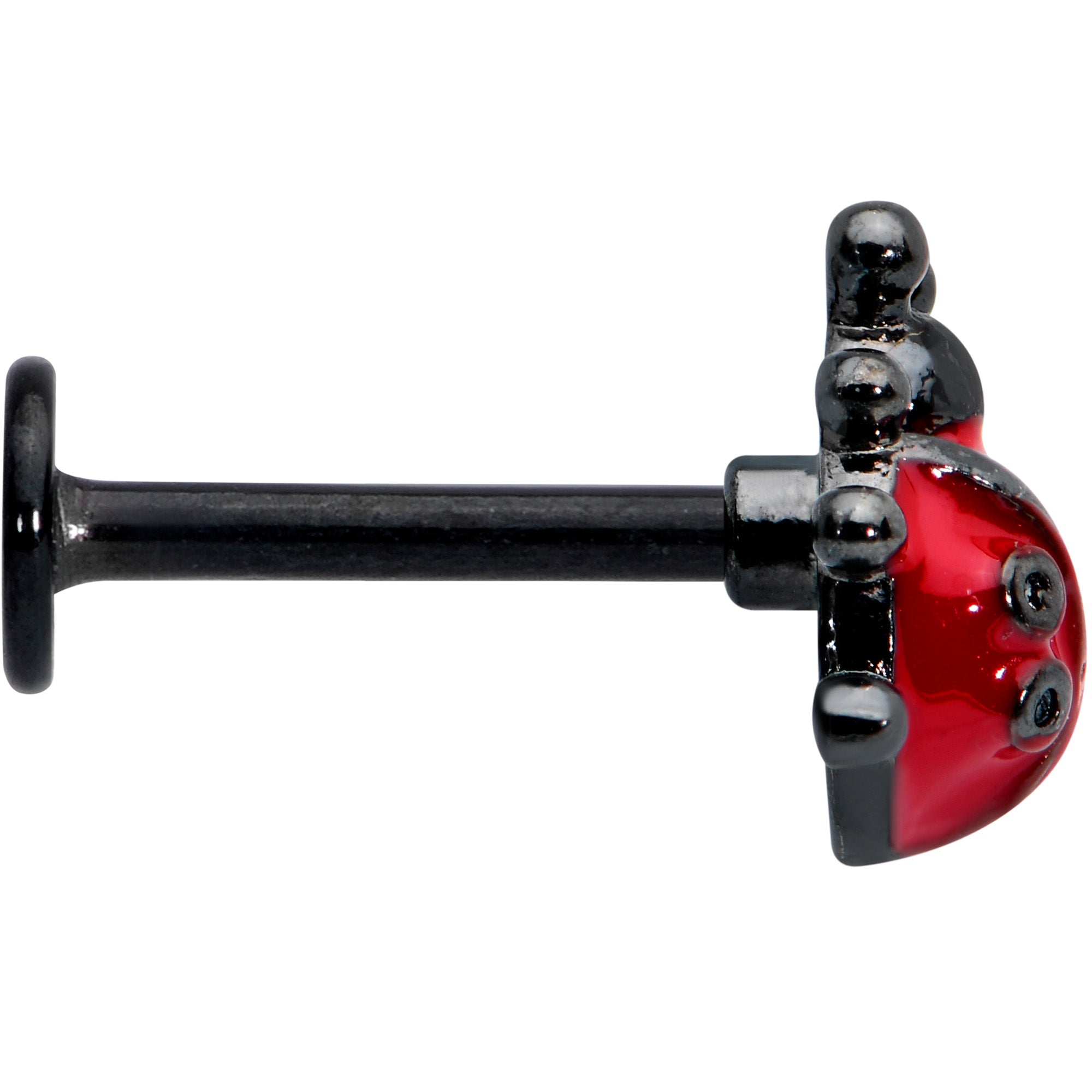 16G 5/16 Black Classic Ladybug Labret Monroe Tragus