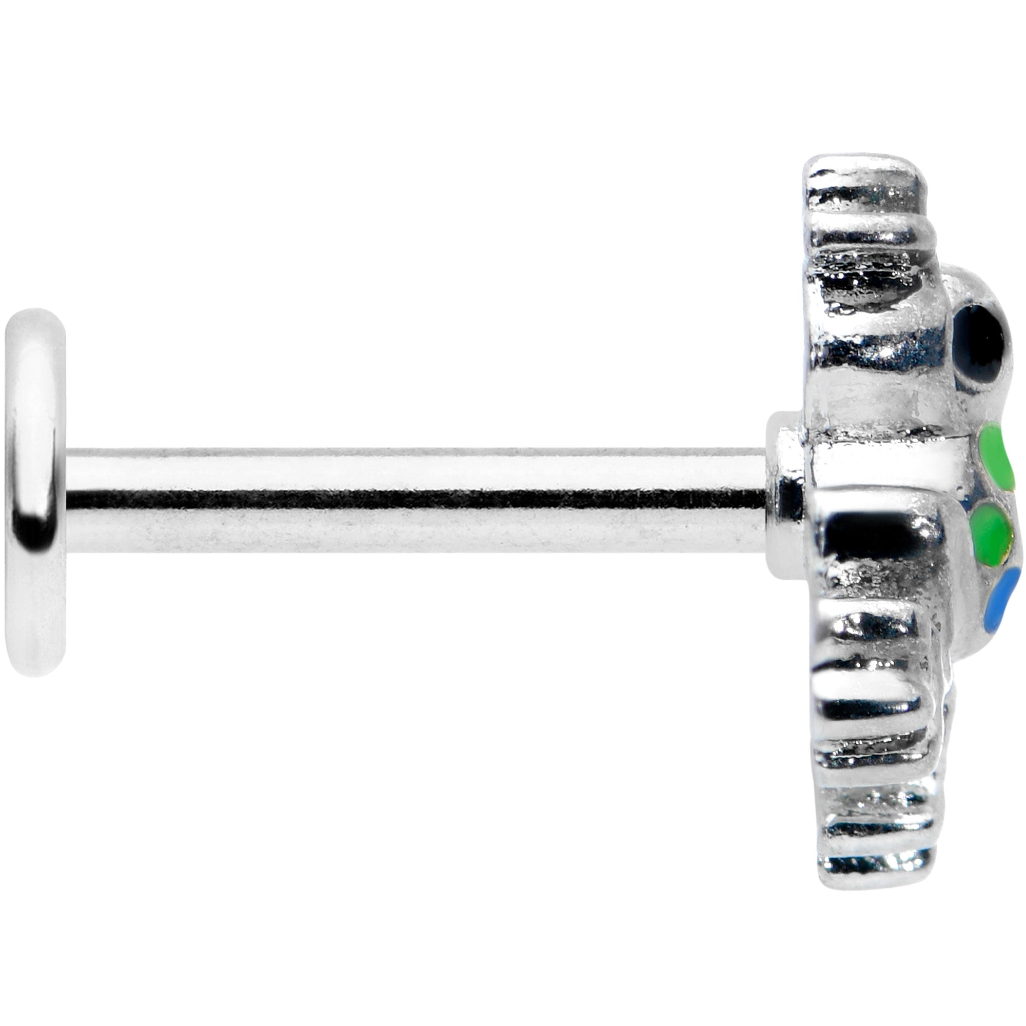 16G 5/16 Black Gem Polka Dot Blue Green Frog Labret Monroe Tragus