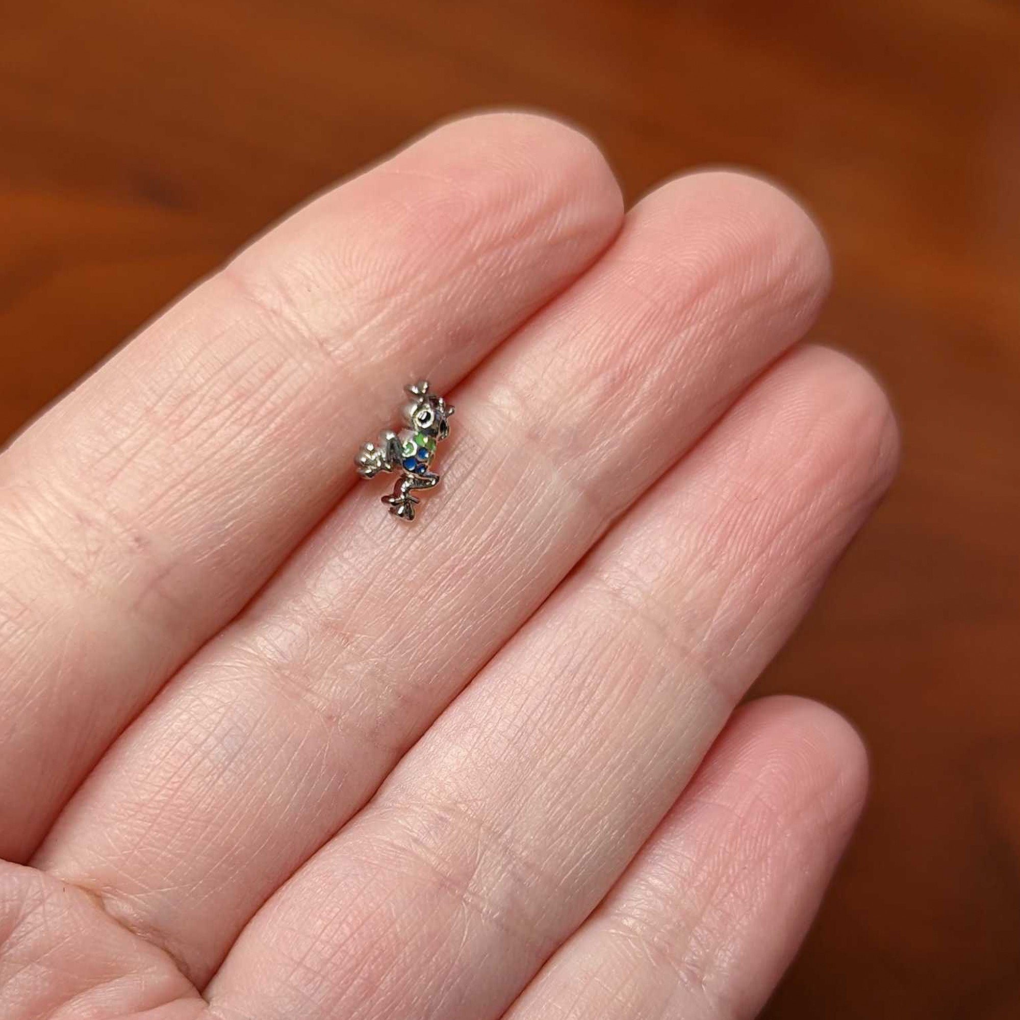 16G 5/16 Black Gem Polka Dot Blue Green Frog Labret Monroe Tragus