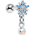 16G 1/4 Aurora Gem Snowflake Blues Christmas Cartilage Tragus