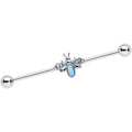 14G White Synthetic Opal Elegant Insect Industrial Barbell 38mm