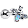 16G 1/4 White Synthetic Opal Insect Cartilage Tragus Earring