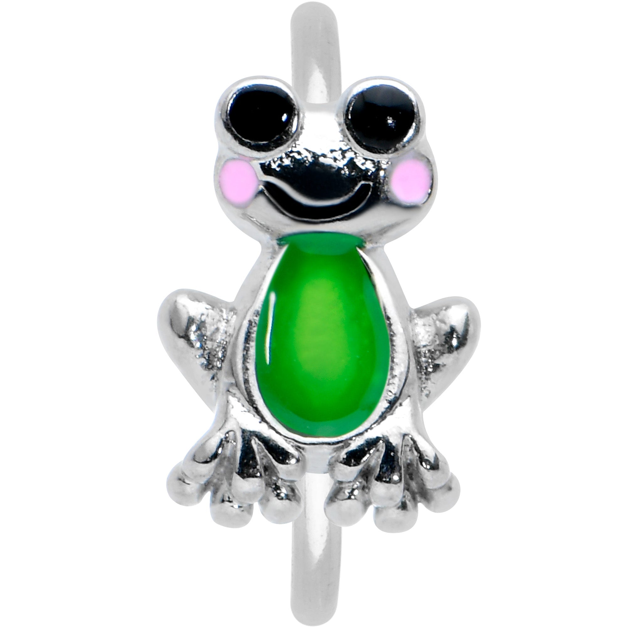 20G 5/16 Light Green Groovy Frog Nose Hoop