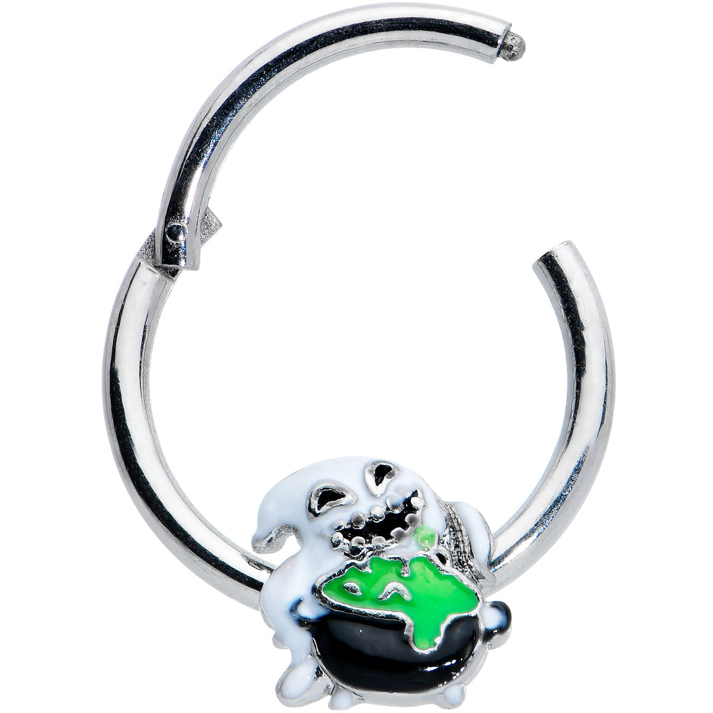16G 3/8 Ghost Goo Cauldron Halloween Hinged Segment Ring