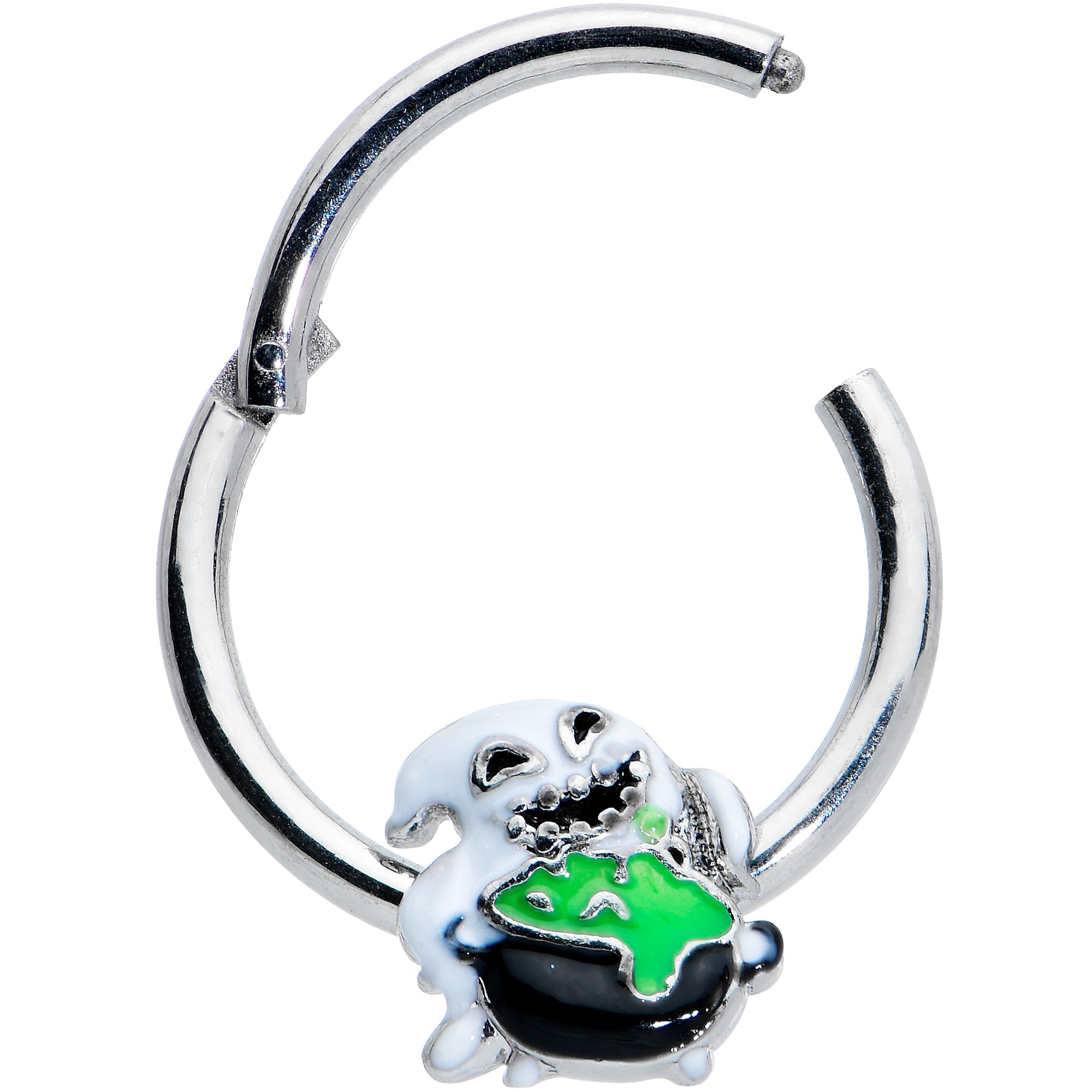 16G 3/8 Ghost Goo Cauldron Halloween Hinged Segment Ring